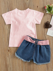 Girls Ice Cream Pom Pom T-shirt & Shorts Set