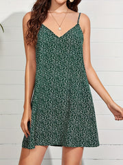Calico Floral Print Cami Dress Summer Vacation Casual Mini Dress