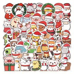 50pcs Cute Christmas Animal Stickers - Holiday Party Decoration