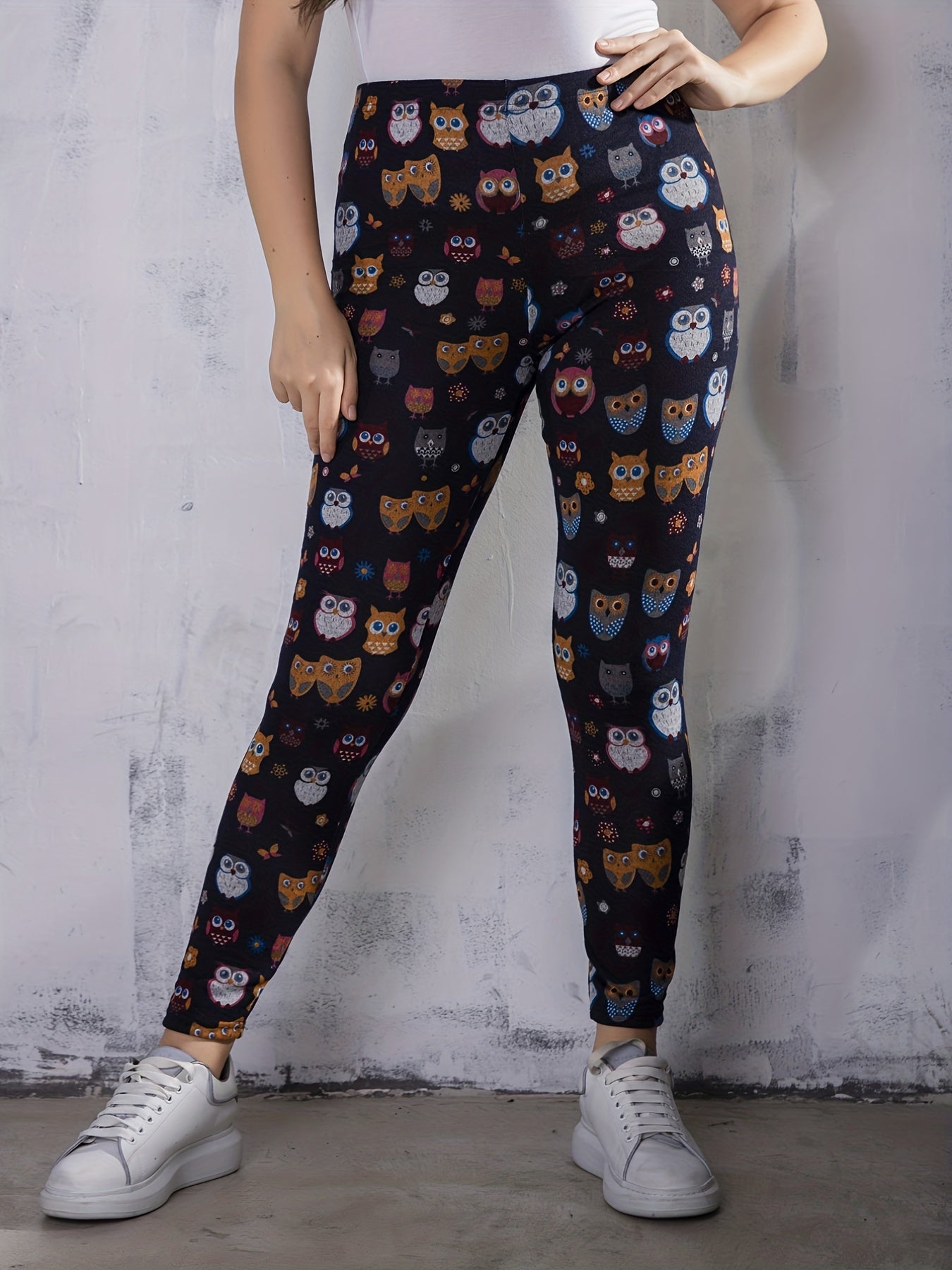 Owl Print High Rise Leggings