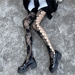 Floral Jacquard Fishnet Tights Gothic Pantyhose Women's Stockings