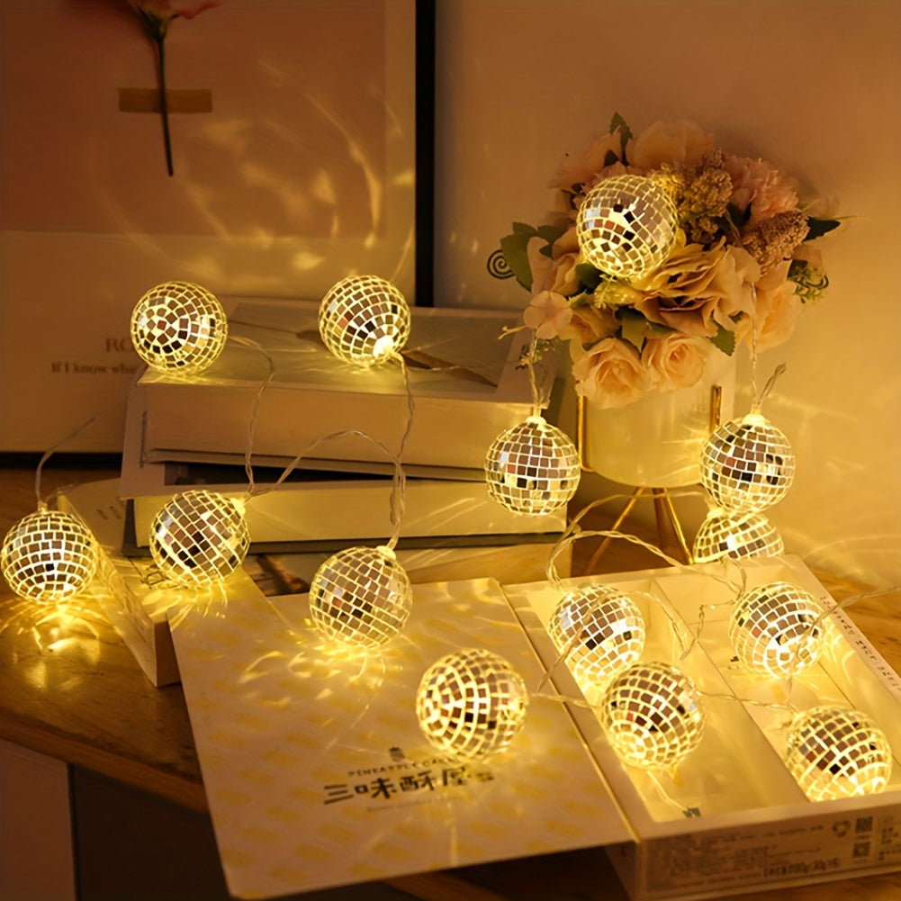 Disco Mirror Ball String Lights - 20 LED Reflective Bright Lamp