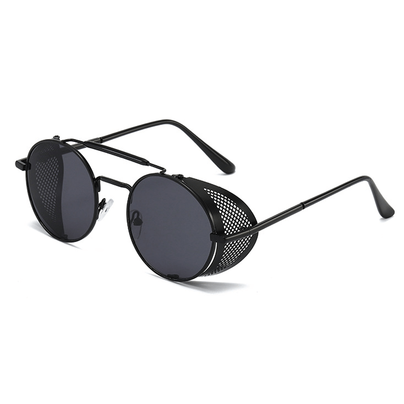 Steampunk Round Red Lenses Sunglasses For Men