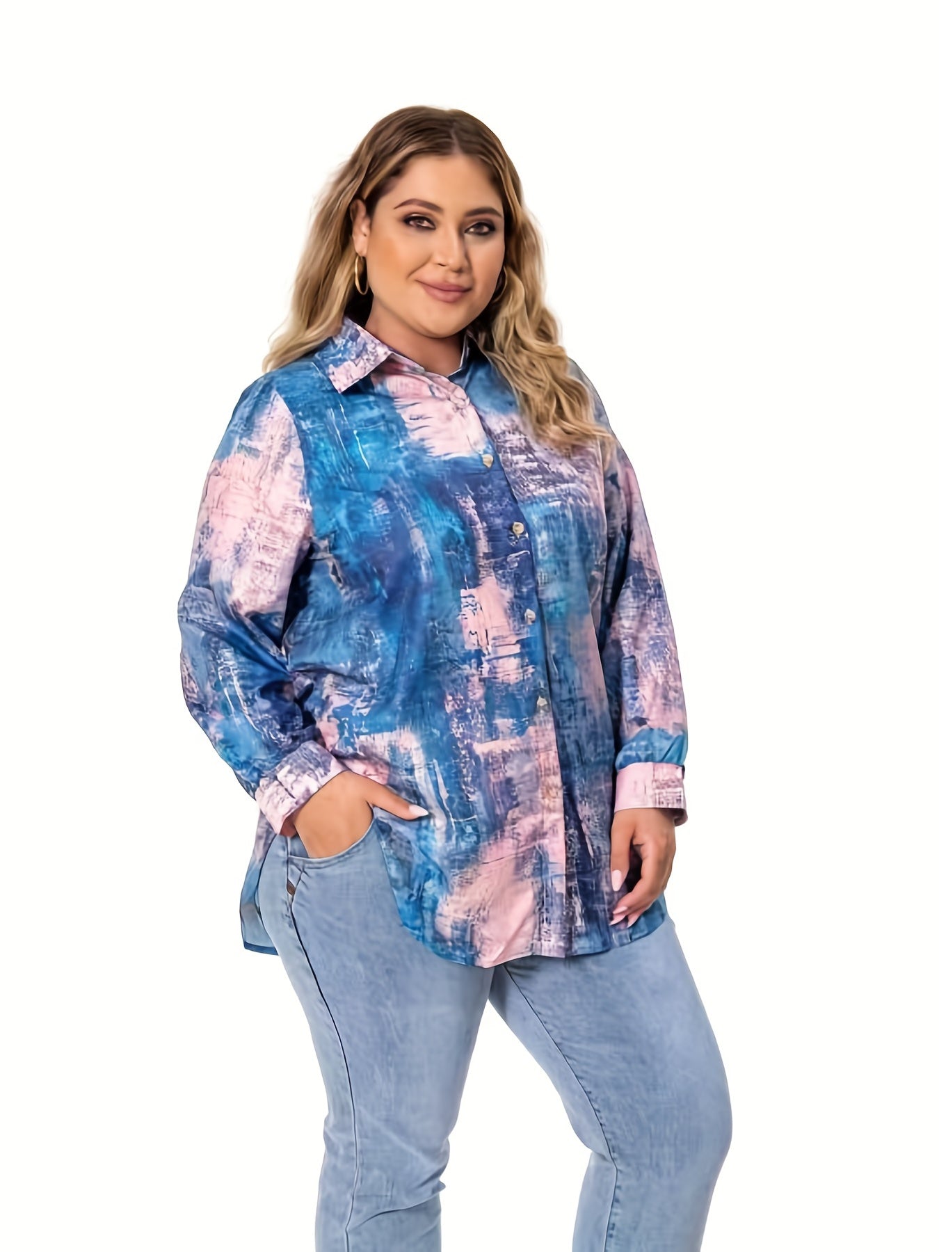 Tie Dye Long Sleeve Button Up Shirt