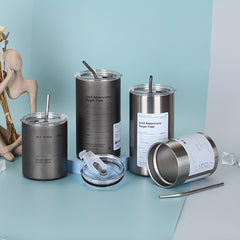 320 600ml Stainless Steel Coffee Cup Large Capacity Vacuum Straw Cup