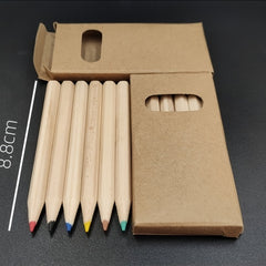 18 Mini Colored Pencils Box 6 Colors Lime Yellow Brown Sky Purple