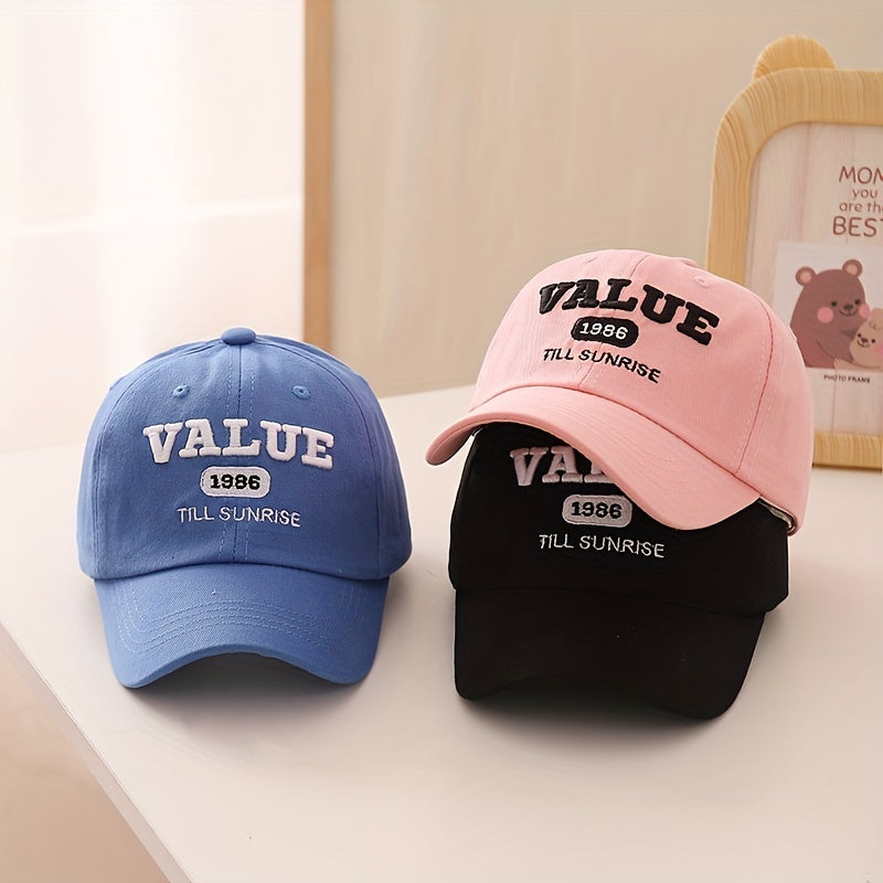 Kids Sunshade Breathable Baseball Cap With Letter Embroidery