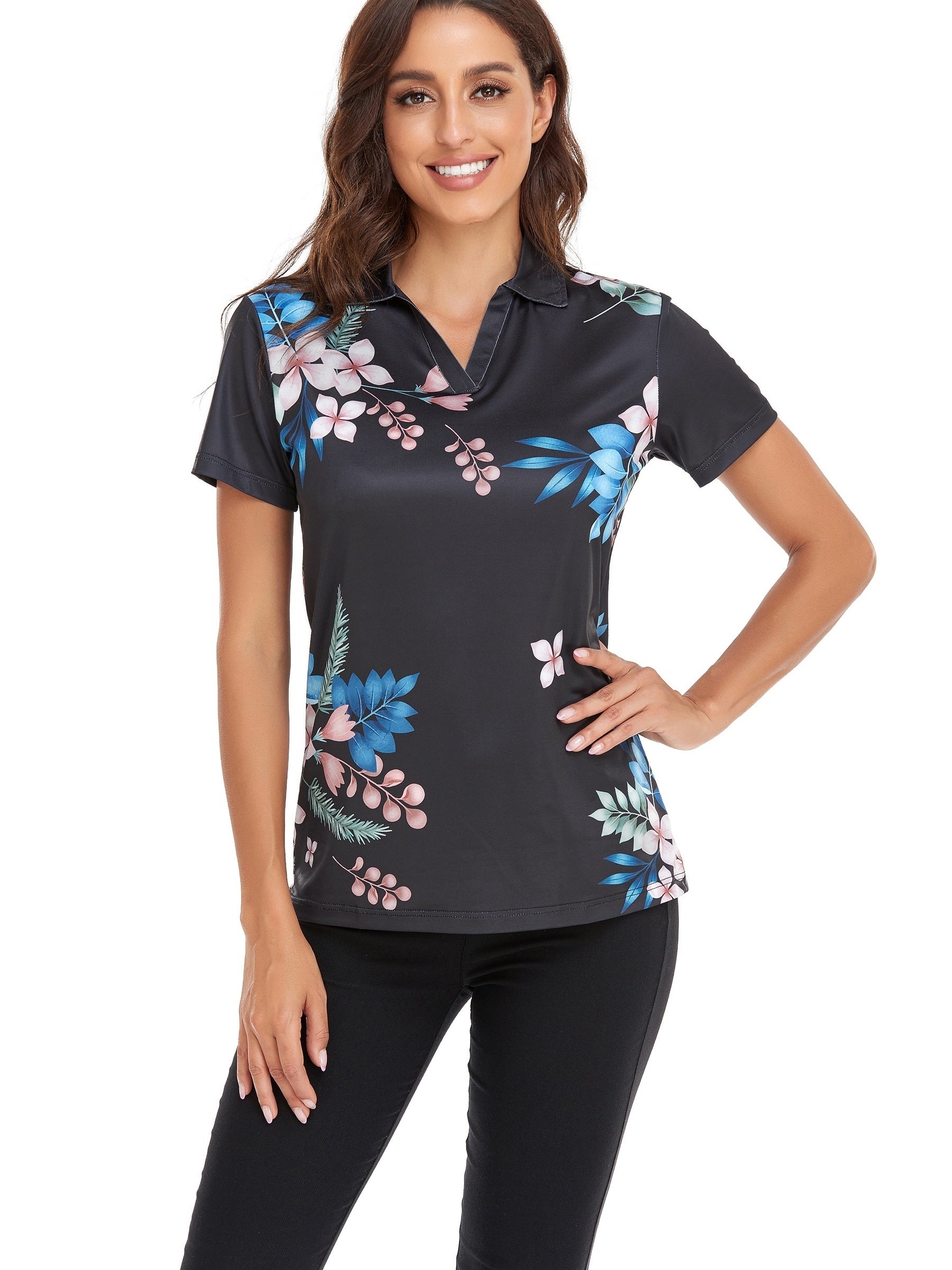 Lapel Neck Cycling Jersey Quick Dry Sports Polo Shirts Women's Clothing