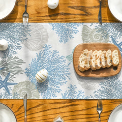Marine Coral Shells Starfish Linen Table Runner Set