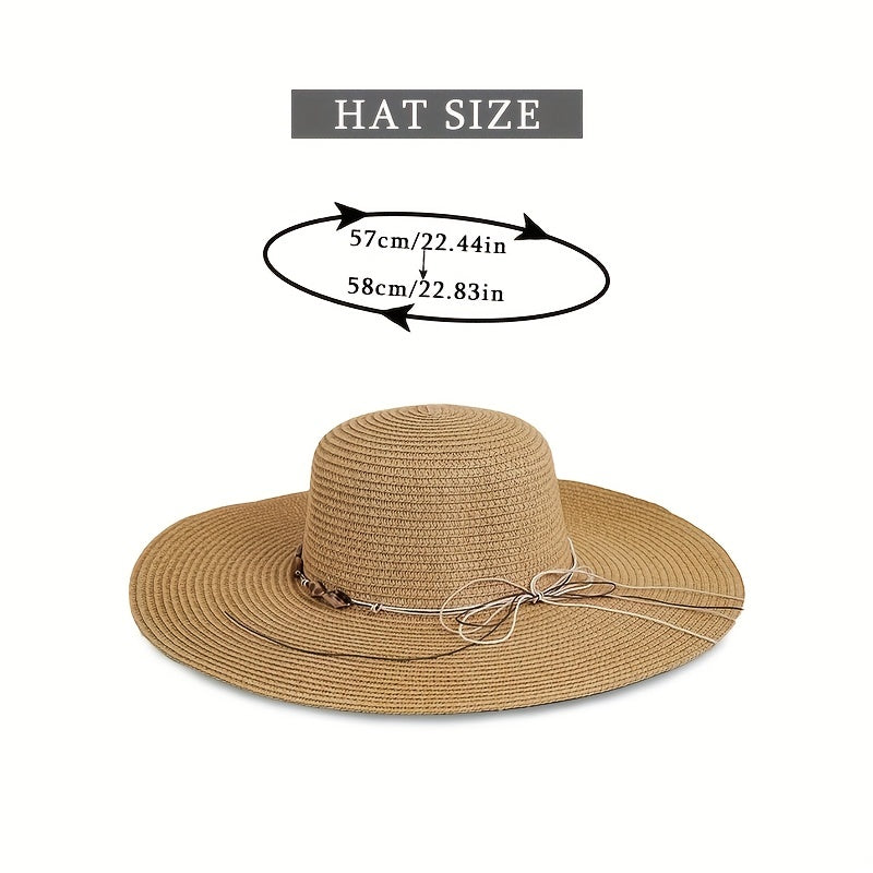 Wide Brim Summer Sun Hat Casual Straw Hat Outdoor Travel Beach Hat