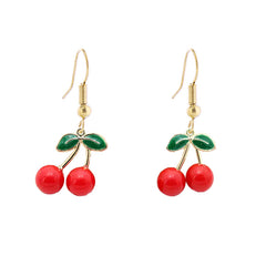 Cherry Pendant Zircon Stud Earrings for Girls