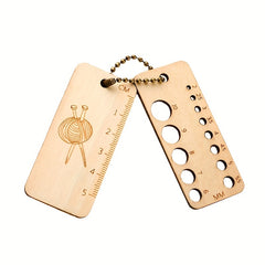 Wooden Sweater Needle Ruler Gauge Knitting Crochet Measurement Tool
