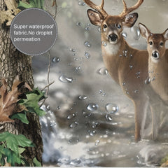 Wildlife Deer Shower Curtain Foggy Forest Elk Animal Shower Curtain