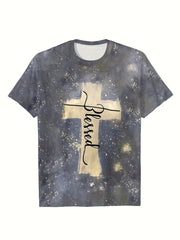 Breathable Cross & Letter Print Short Sleeve T shirt Girls Spring Summer Gift