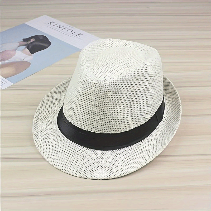 Classic Straw Jazz Hat for Men Women Summer Beach Outdoor