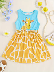 Toddler Girls Giraffe Embroidery Dress Casual Summer Clothes