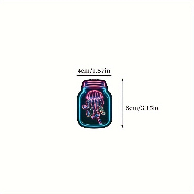 50pcs Retro Neon Ocean Animal Crown Stickers Waterproof DIY Decor
