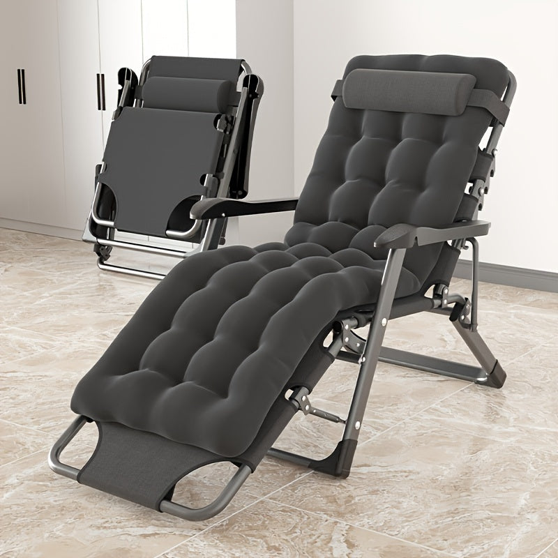 Adjustable Outdoor Folding Lounge Chair 2 in 1 Bed for Office Nap Camping