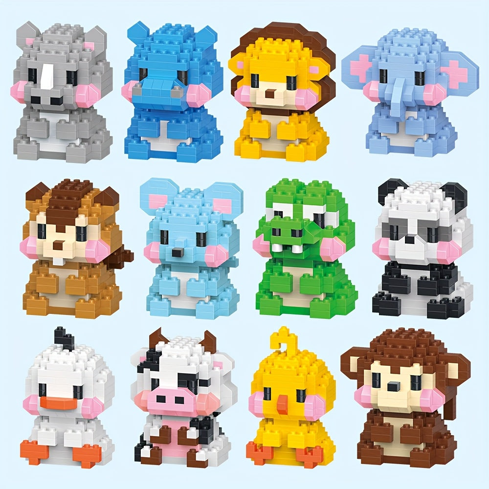 Mini Animal Building Blocks Toys Chicken Cow Crocodile Ducks Elephant