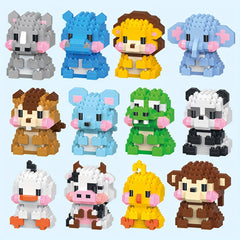 Mini Animal Building Blocks Toys Chicken Cow Crocodile Ducks Elephant