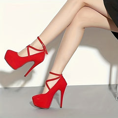 Sexy Stiletto Heels Cross Strap Nightclub Pumps