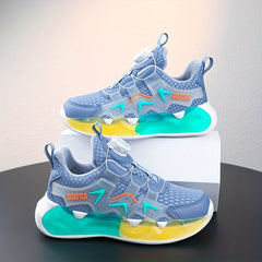 Boy's Basketball Shoes With Rotating Buckle Non Slip Sneakers For Kids