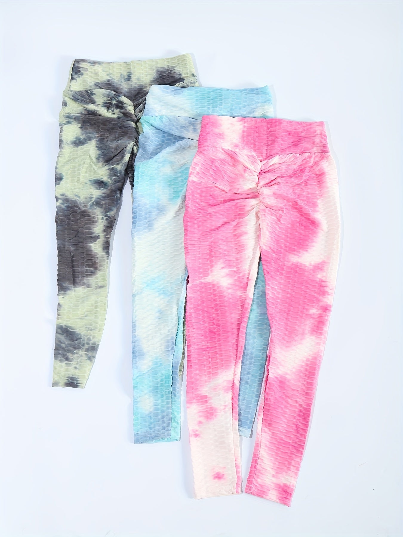 High Waist Tie Dye Honeycomb Yoga Leggings for Women