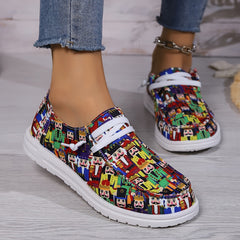 Women's Outdoor Flat Skateboard Shoes with Small Figure Pattern
