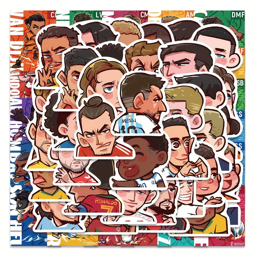 50pcs Soccer Player Stickers PVC Waterproof Decals for Phone Laptops Water Bottl