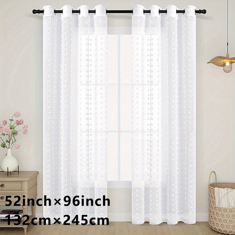 1pc Textured Curtain Semi Sheer Farmhouse Style Home Decor