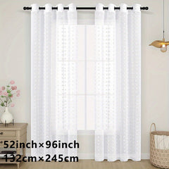 1pc Textured Curtain Semi Sheer Farmhouse Style Home Decor