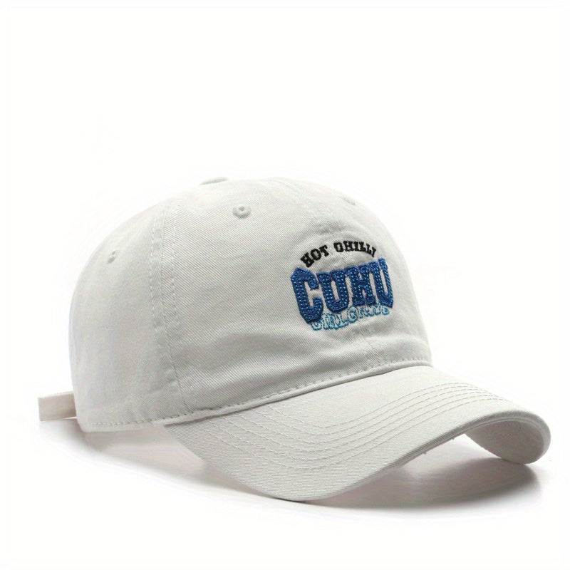 Washed Letters Embroidered Peaked Cap Sunscreen Baseball Cap
