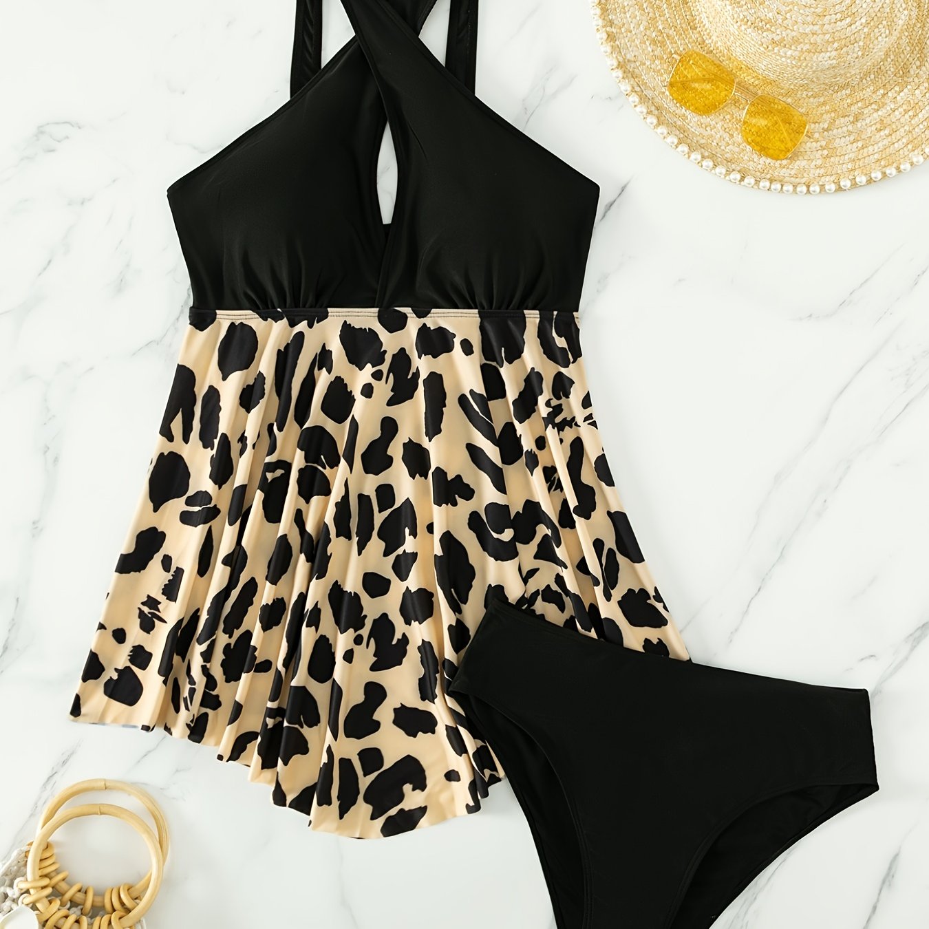 Leopard Print Bikini Set Women's Swimsuit Set