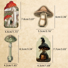 Vintage Mushrooms Nature Theme Scrapbook Stickers DIY Crafts