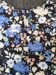 Floral Print Short Sleeve Round Neck Pleated Dress With Pockets