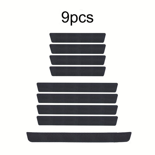 9pcs Car Door Sill Protectors Carbon Fiber Vinyl Wrap Stickers