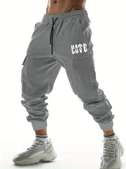 Letter Print Pattern Casual Cargo Pants Men s Joggers For Outdoor