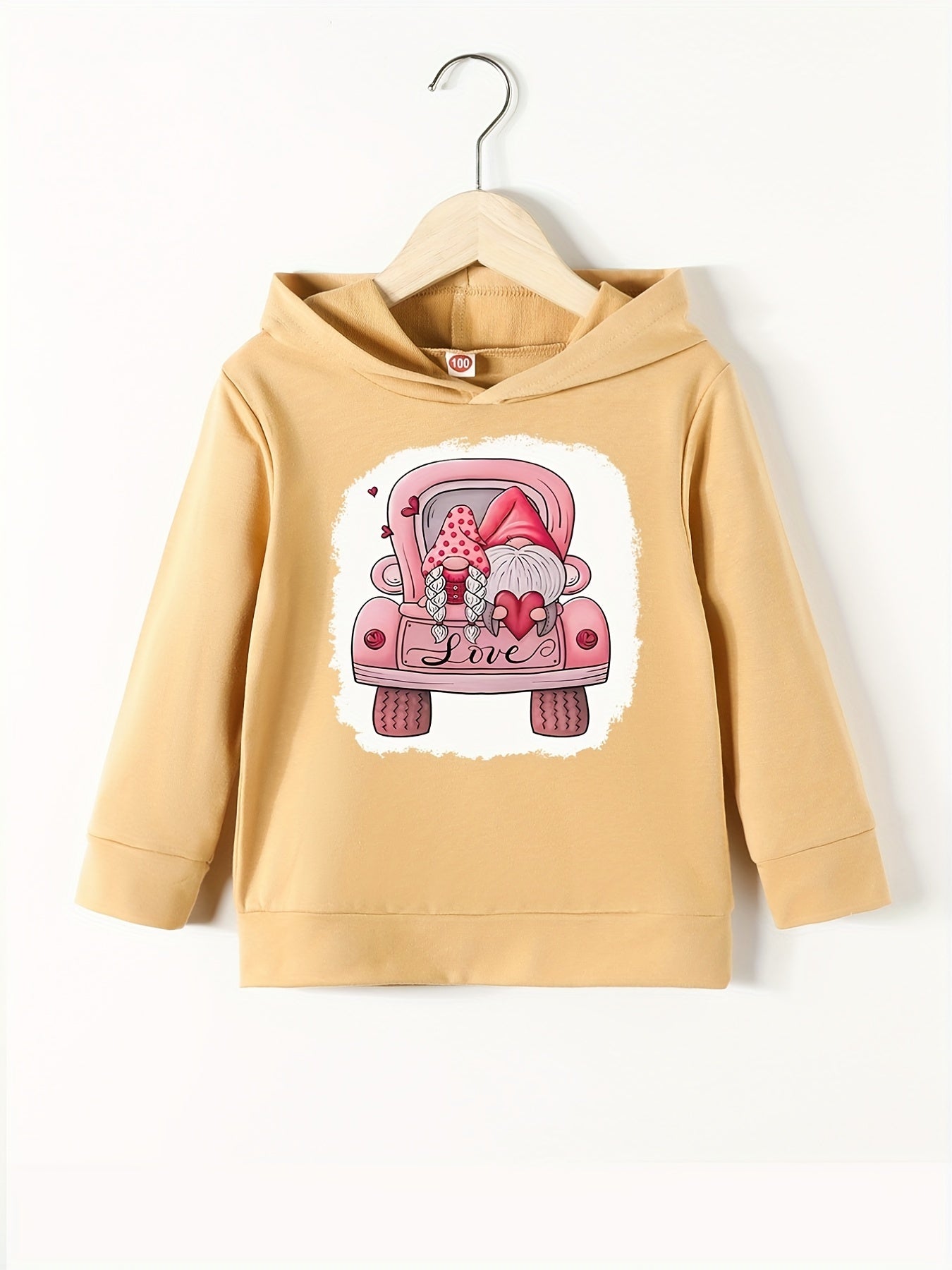 Christmas Truck Print Hooded Sweatshirt Top for Girls