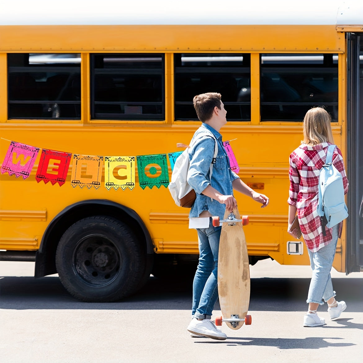 Colorful School Letter Pull Flag Welcome Banners - Classroom Decoration