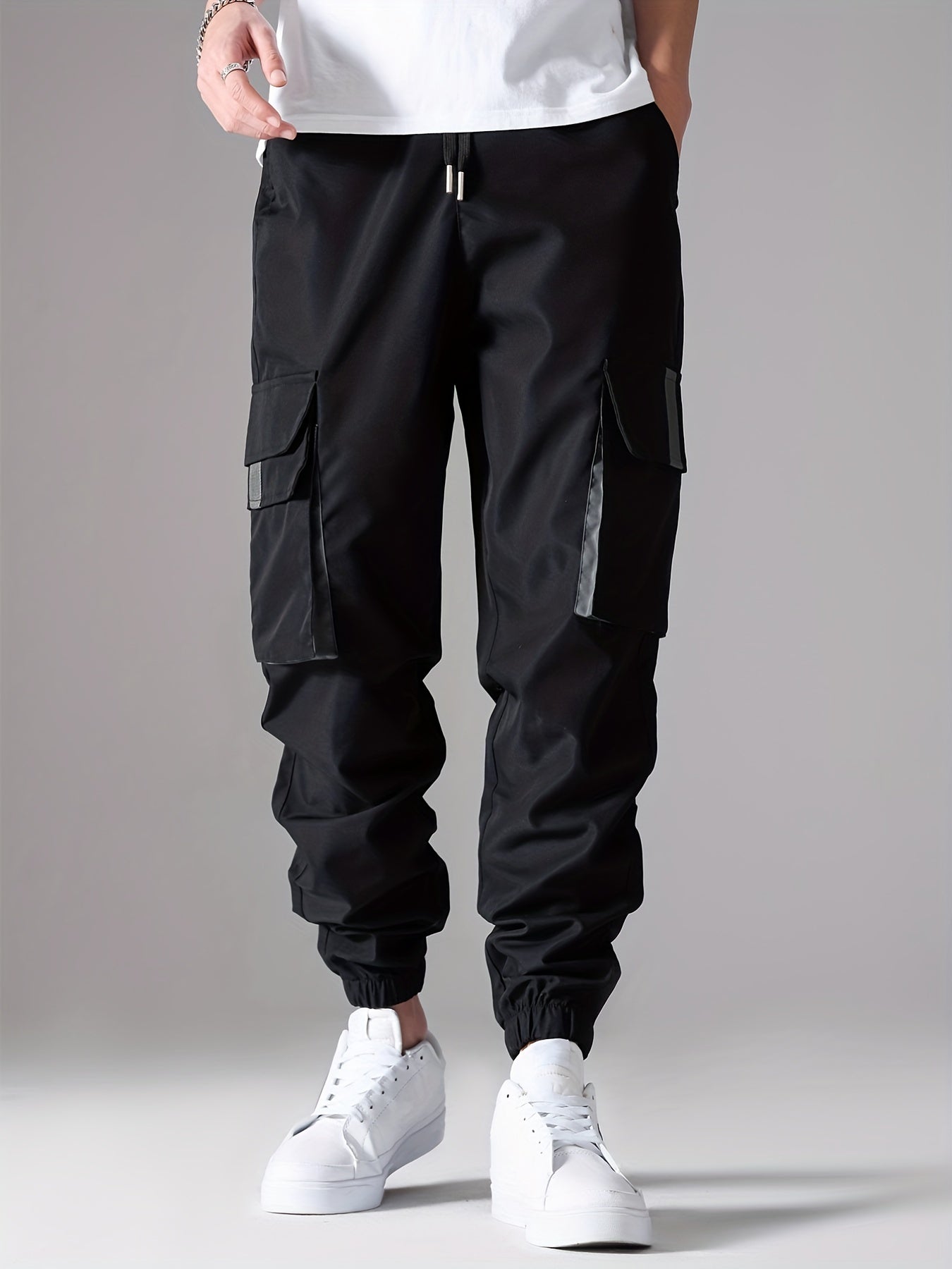 Men's Drawstring Cargo Pants Loose Fit Joggers