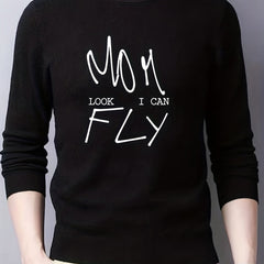 Mom Look Knitted Sweater Men's Casual Mid Stretch Crew Neck Pullover Sweater