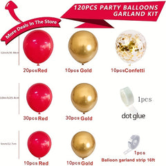 120pcs Red Golden Confetti Latex Balloons 12in Set Party Decoration Supplies