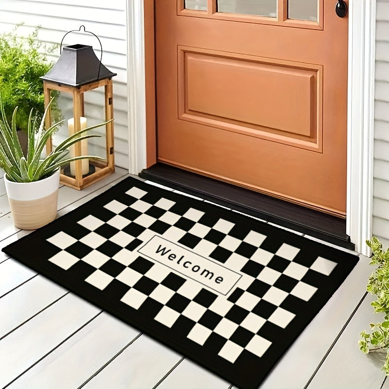 Plaid Mat Halloween Decoration, Non-slip Entry Mat for Home