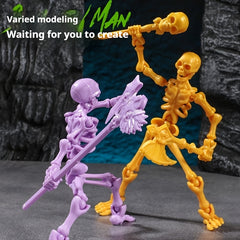 Poseable Skeleton Model with Interchangeable Weapons for Ages 14+