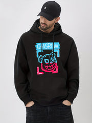 Evil Bear Print Hoodie Men's Graphic Pullover Hooded Sweatshirt