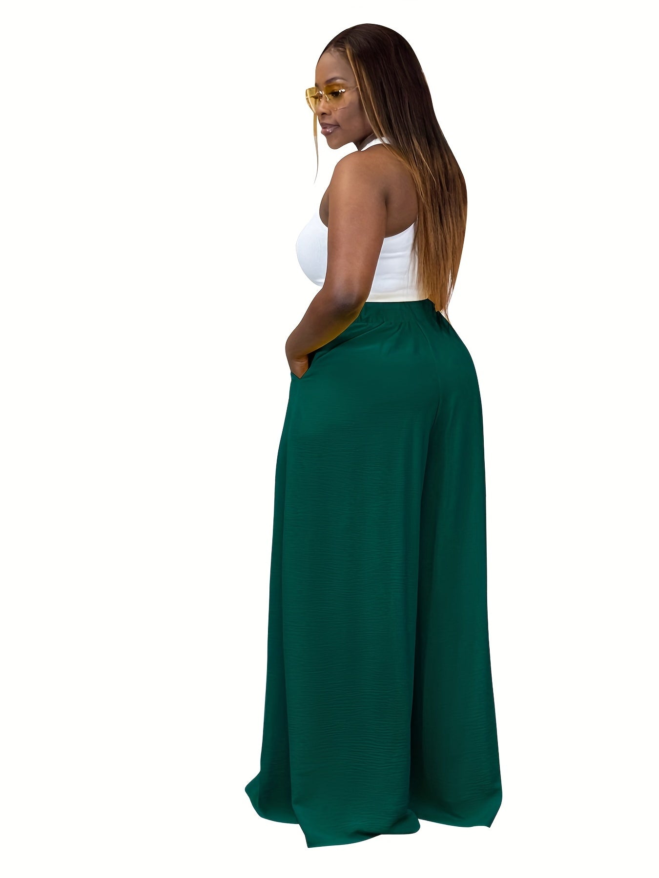 High Waist Wide Leg Pants Casual Palazzo Pants Women's Clothing