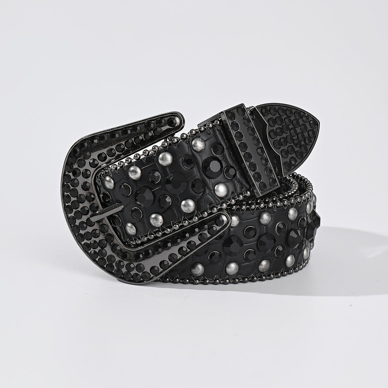 Men's Women's Rhinestone Belt Western Cowgirl Studded Leather Belt