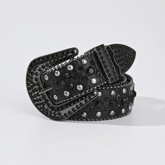 Men's Women's Rhinestone Belt Western Cowgirl Studded Leather Belt