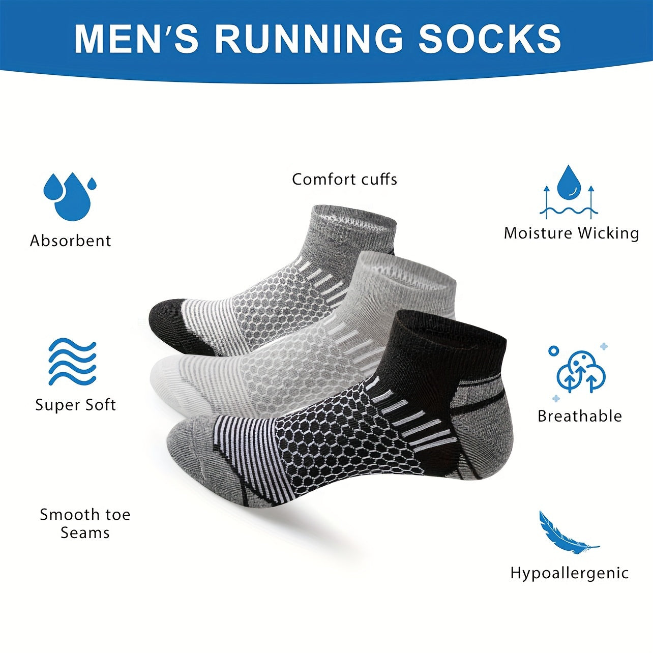 ACEFINE 6pairs Men's Ankle Socks Low Cut Athletic Socks