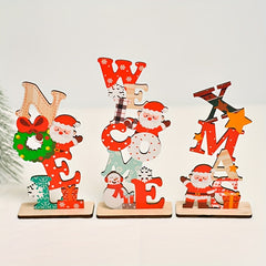 Wooden Christmas Ornament Painted Letters DIY Decor